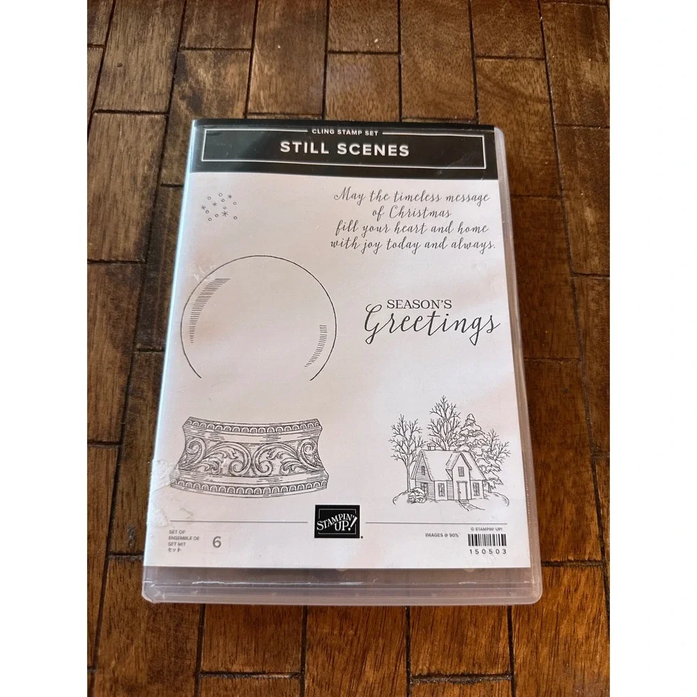 Stampin Up Still Scenes Cling Stamp Set 150503 Christmas Snow Globe 6 Pieces EUC